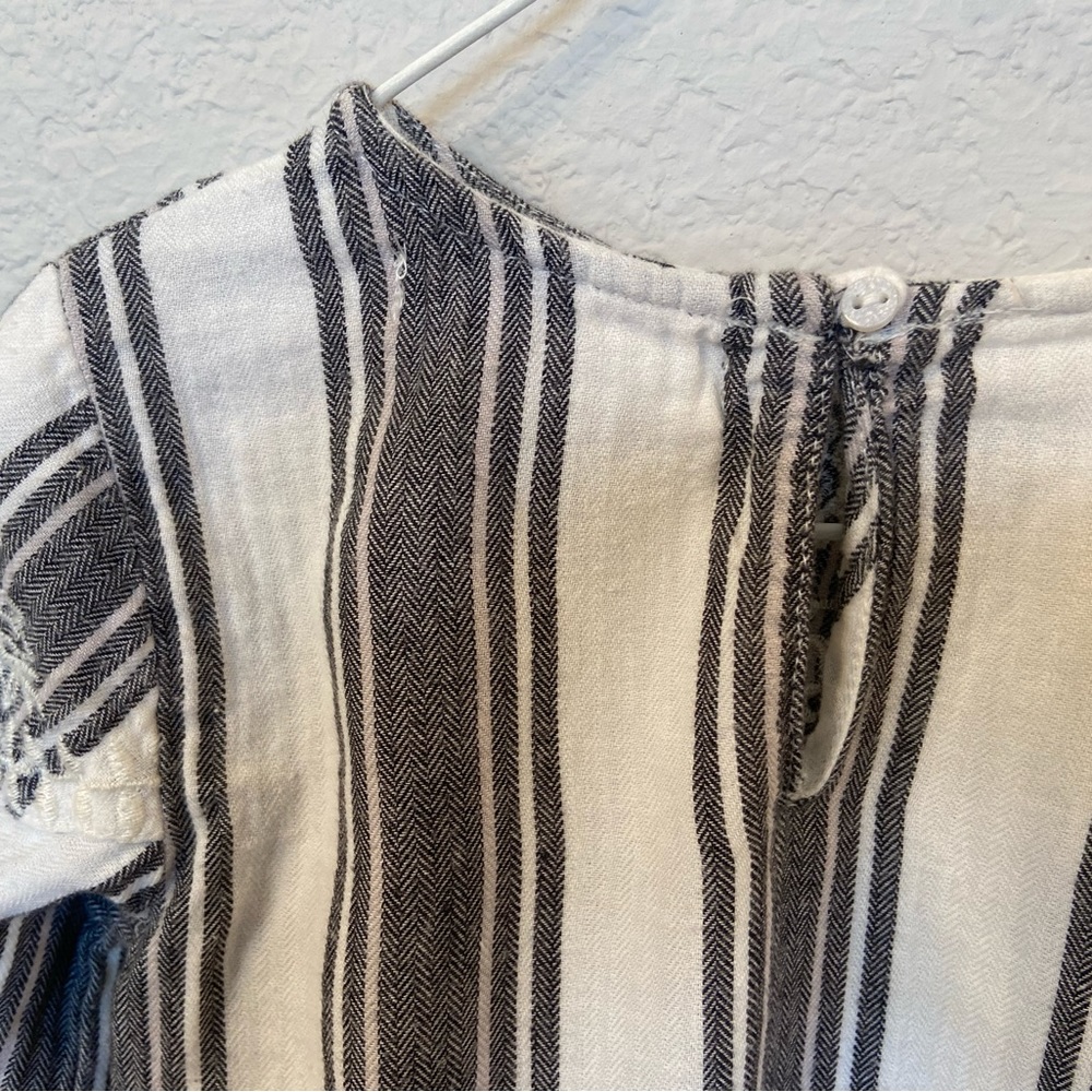 Zara Girls long sleeve white and grey embroidered boho blouse stripes Size 5 - Picture 6 of 8